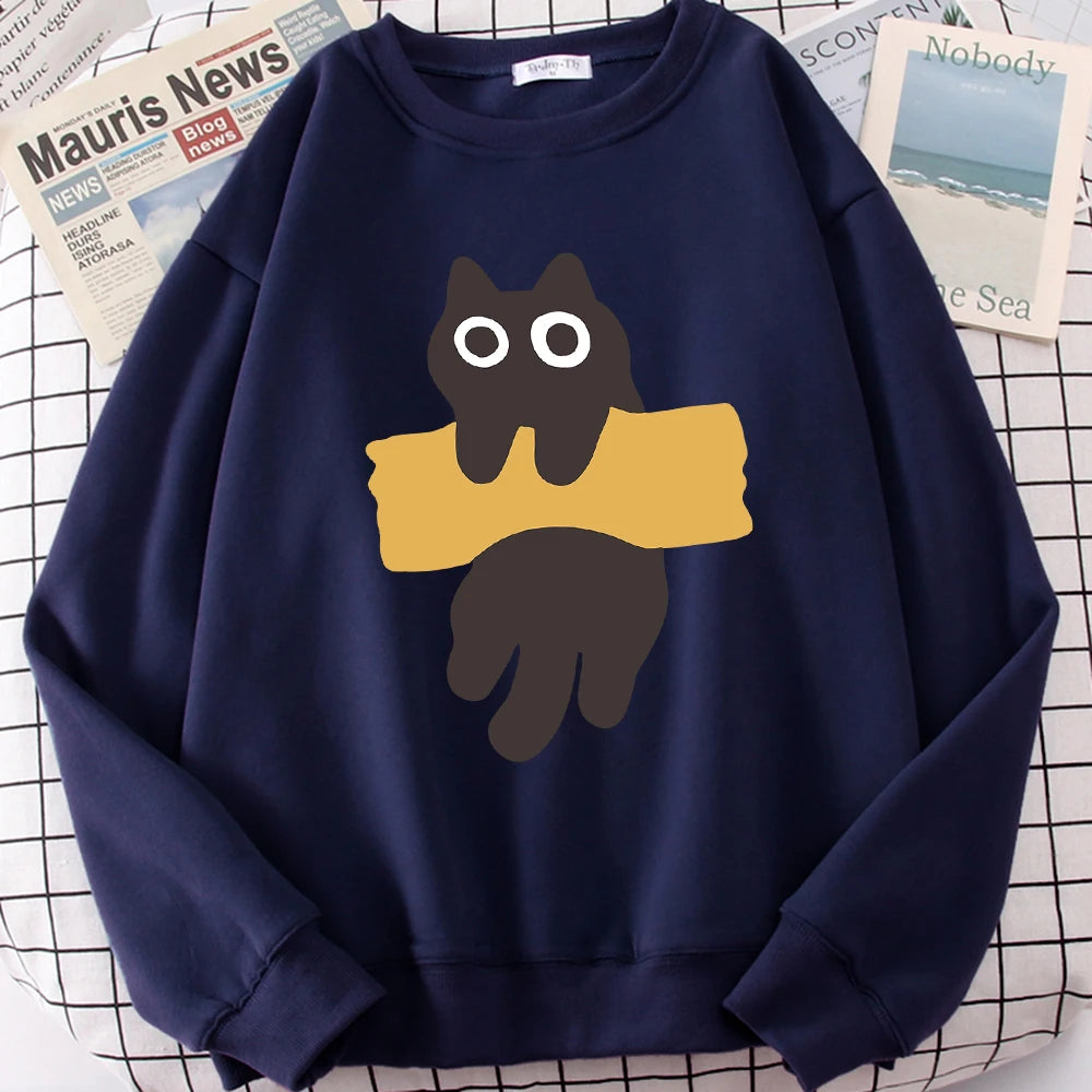 Cute Cat Print Hoodie Unisex Casual Sweatshirt