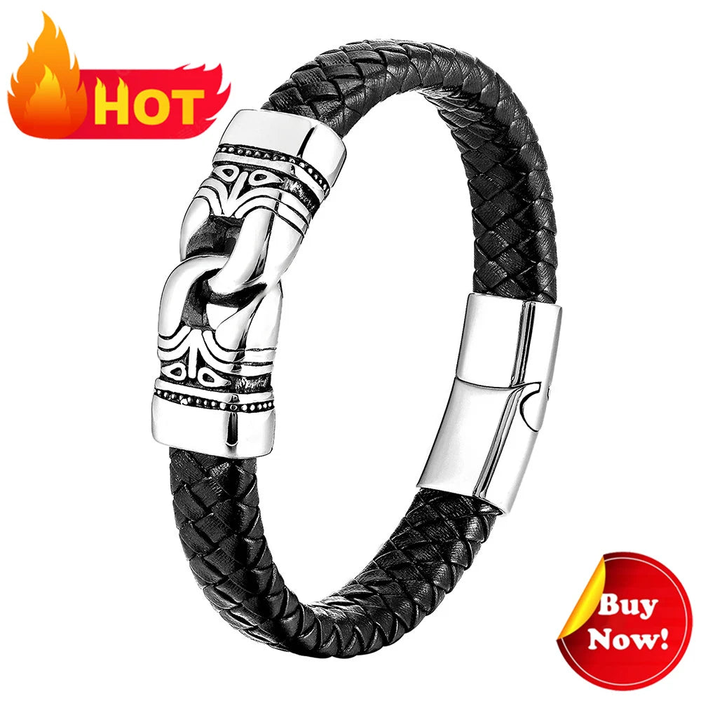 Vintage Leather Viking Bracelet for Men