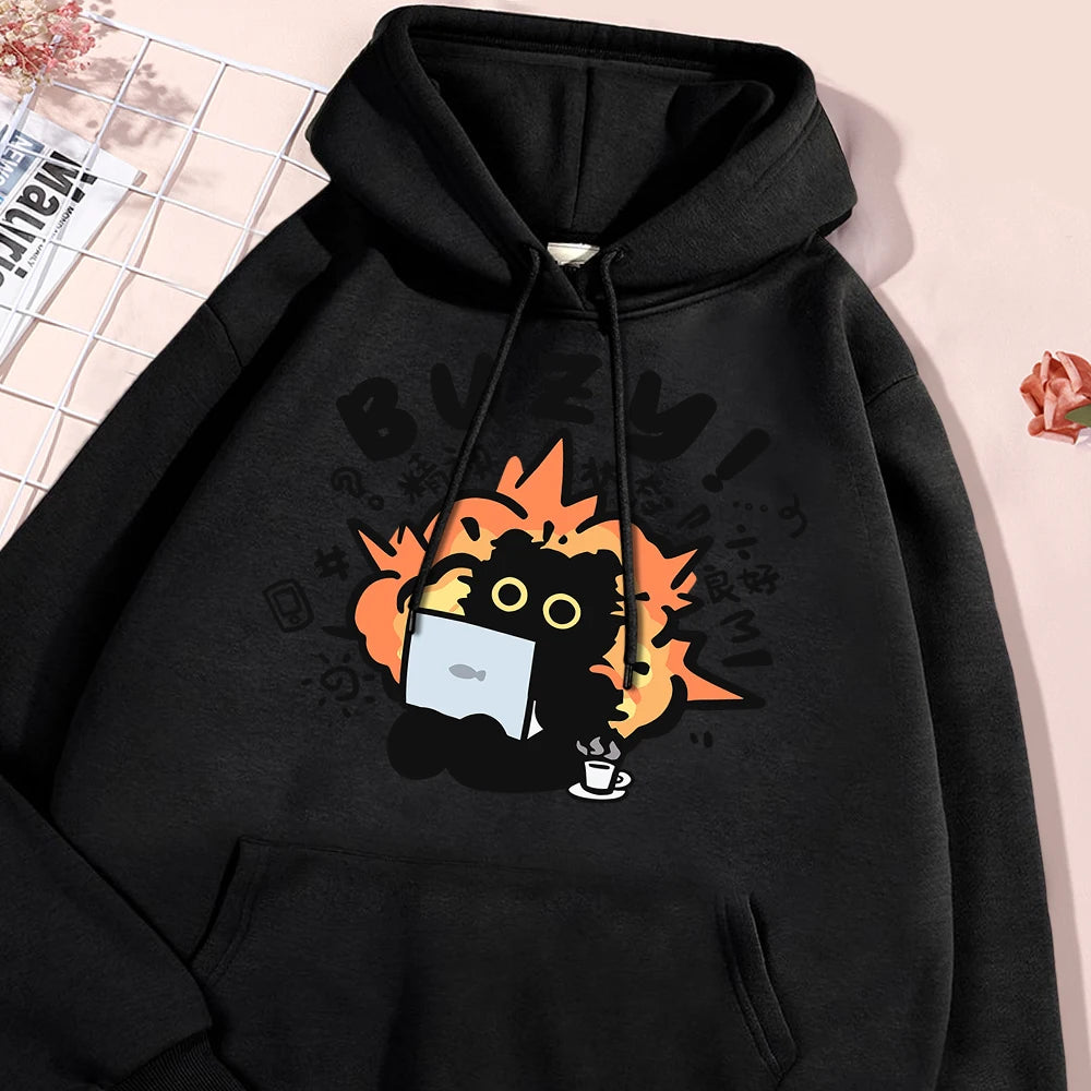 Fun Cat Hoodie Harajuku Style Fleece Pullover Unisex
