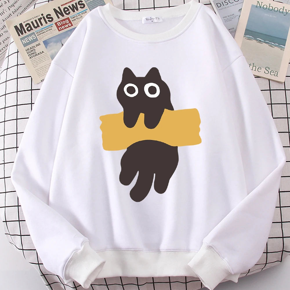 Cute Cat Print Hoodie Unisex Casual Sweatshirt