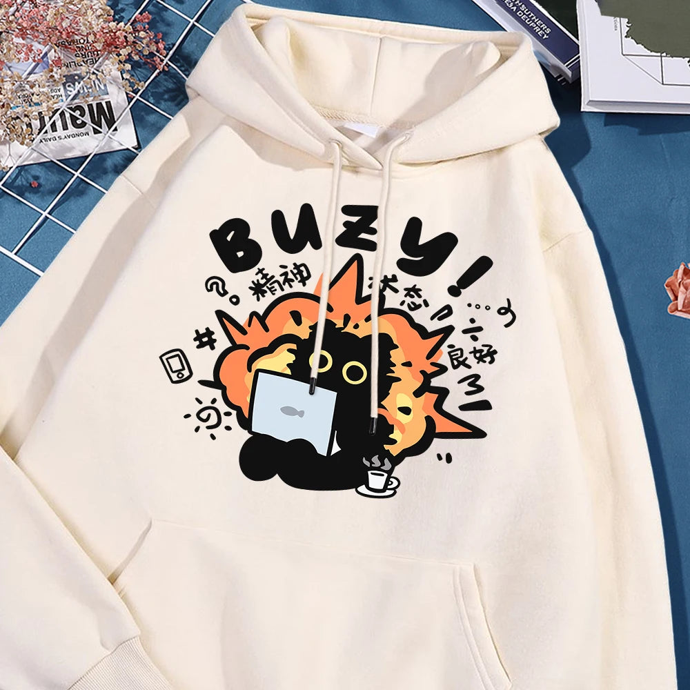 Fun Cat Hoodie Harajuku Style Fleece Pullover Unisex