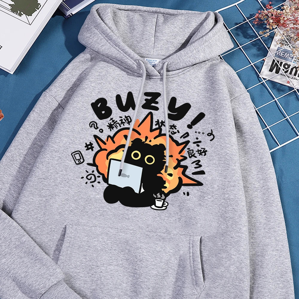 Fun Cat Hoodie Harajuku Style Fleece Pullover Unisex
