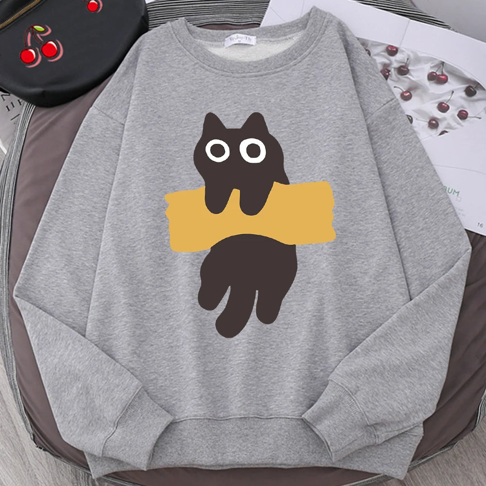 Cute Cat Print Hoodie Unisex Casual Sweatshirt