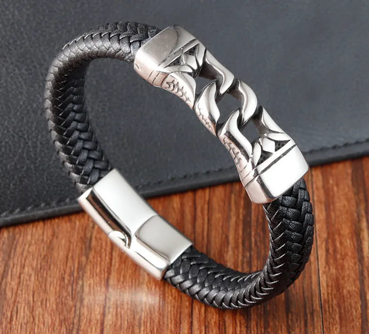 Vintage Leather Viking Bracelet for Men