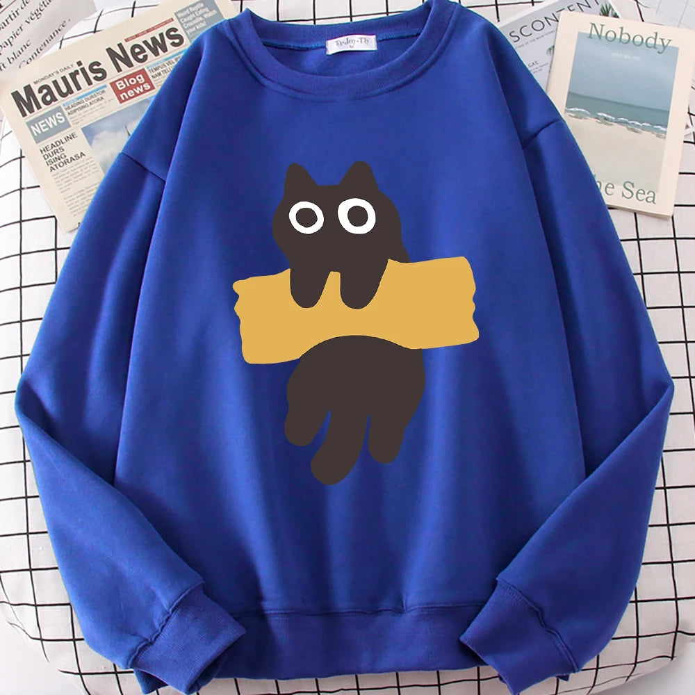 Cute Cat Print Hoodie Unisex Casual Sweatshirt