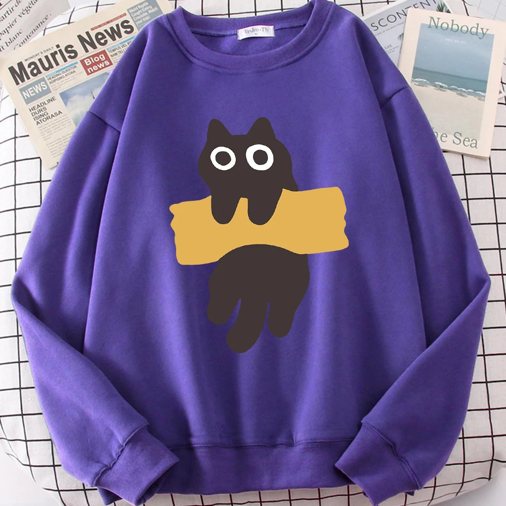 Cute Cat Print Hoodie Unisex Casual Sweatshirt