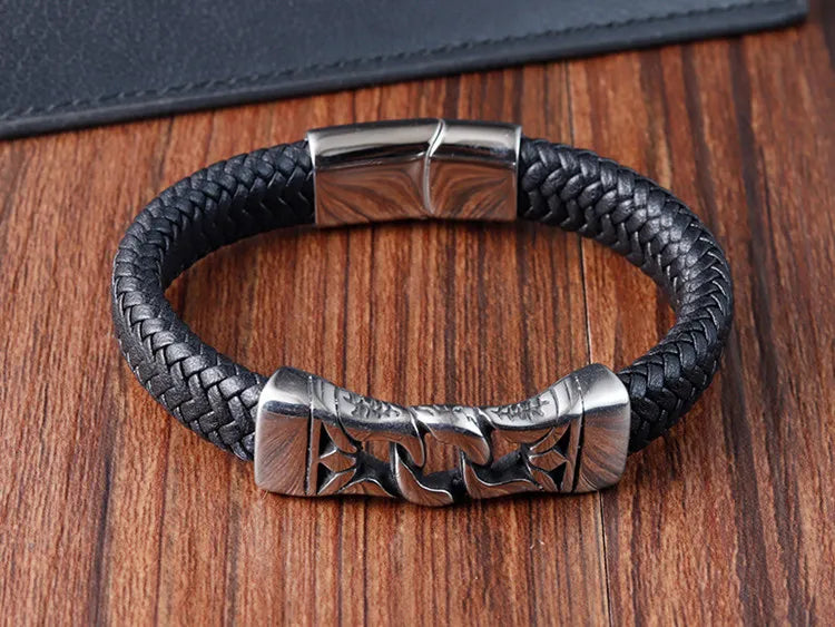 Vintage Leather Viking Bracelet for Men