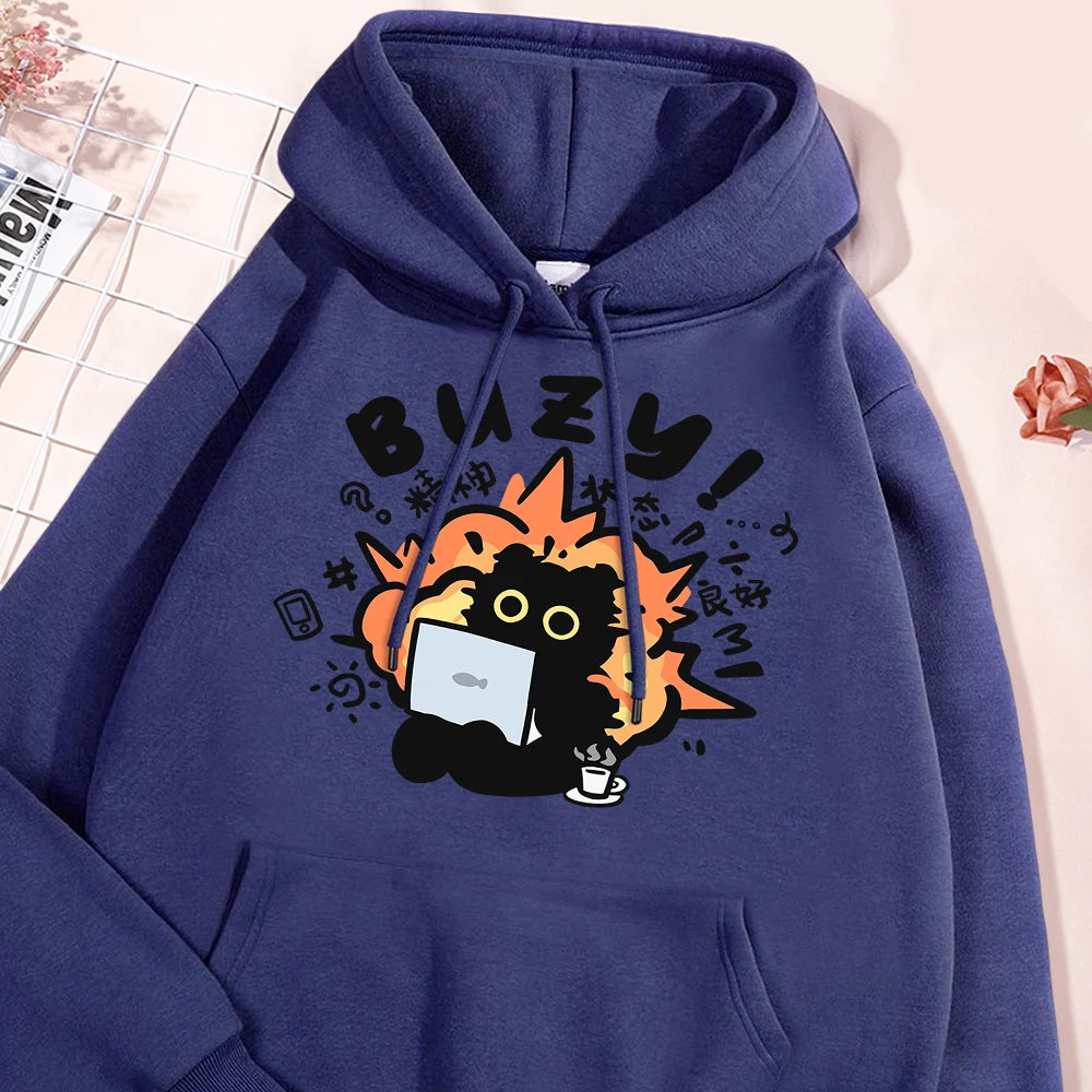 Fun Cat Hoodie Harajuku Style Fleece Pullover Unisex