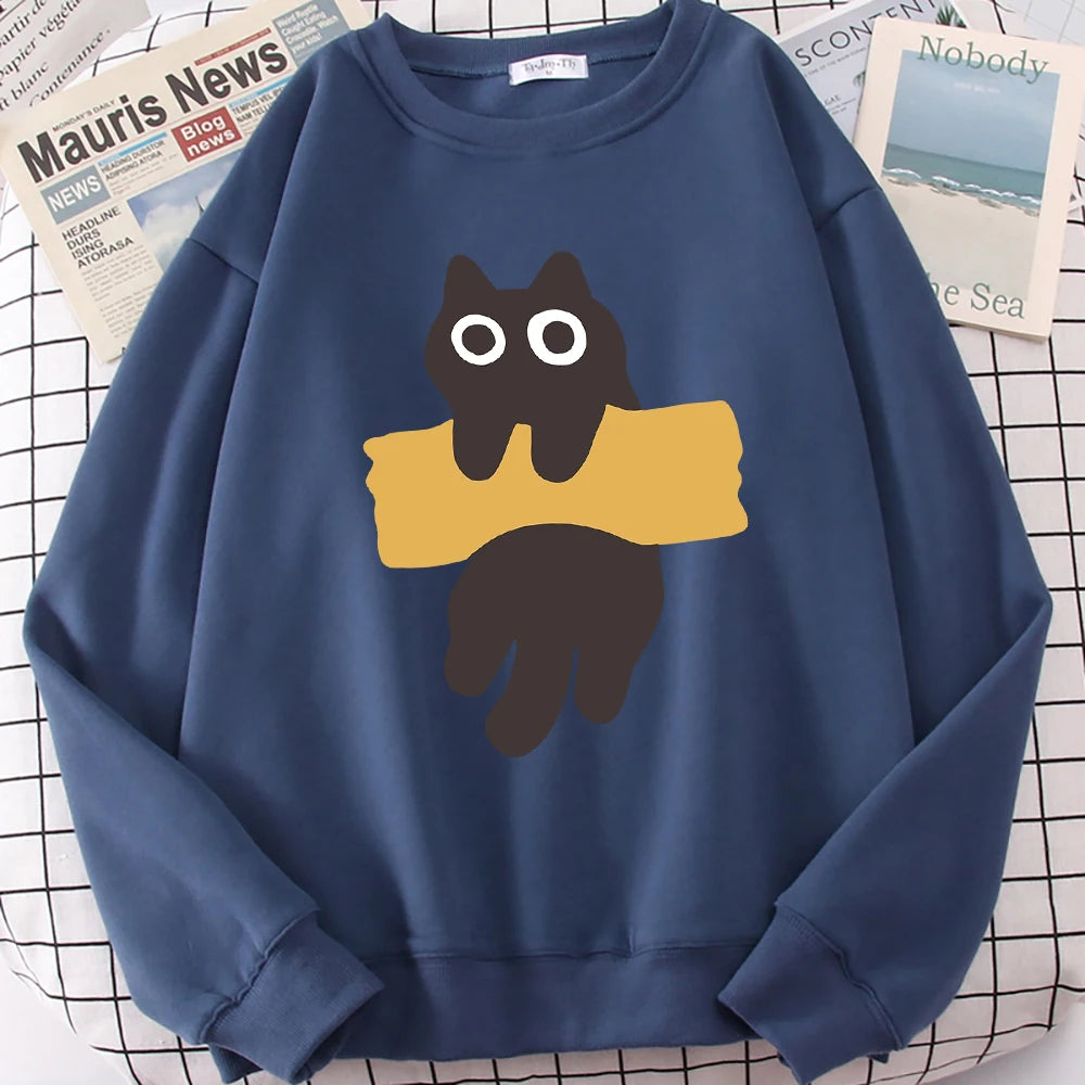 Cute Cat Print Hoodie Unisex Casual Sweatshirt