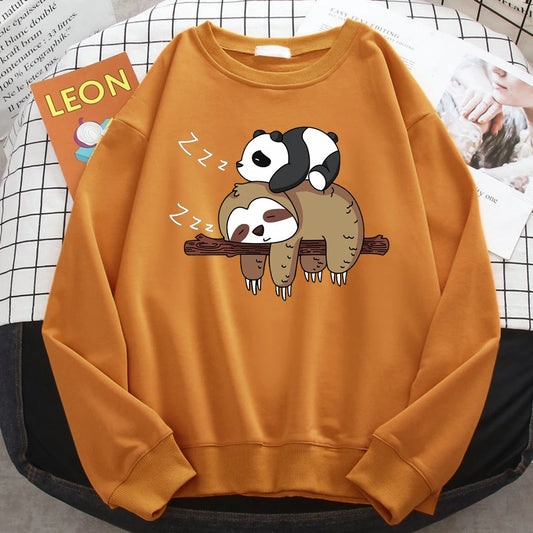 Women’s Panda Sloth Print Pullover Sweatshirt