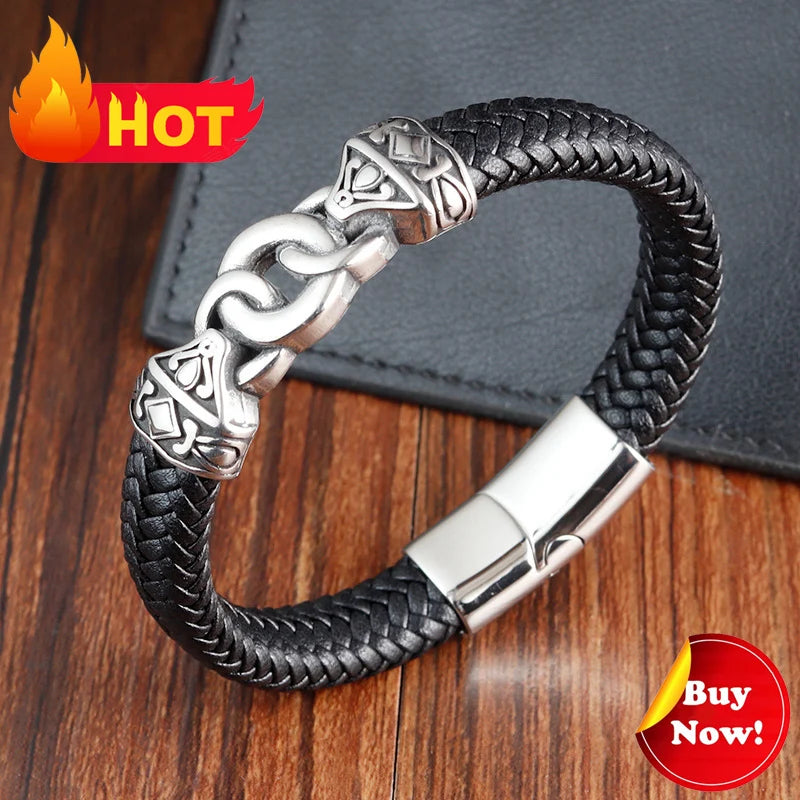 Vintage Leather Viking Bracelet for Men