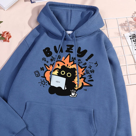 Fun Cat Hoodie Harajuku Style Fleece Pullover Unisex