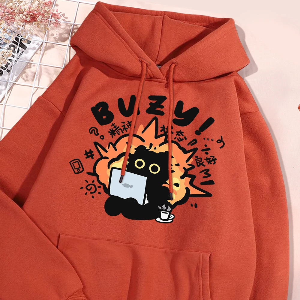 Fun Cat Hoodie Harajuku Style Fleece Pullover Unisex