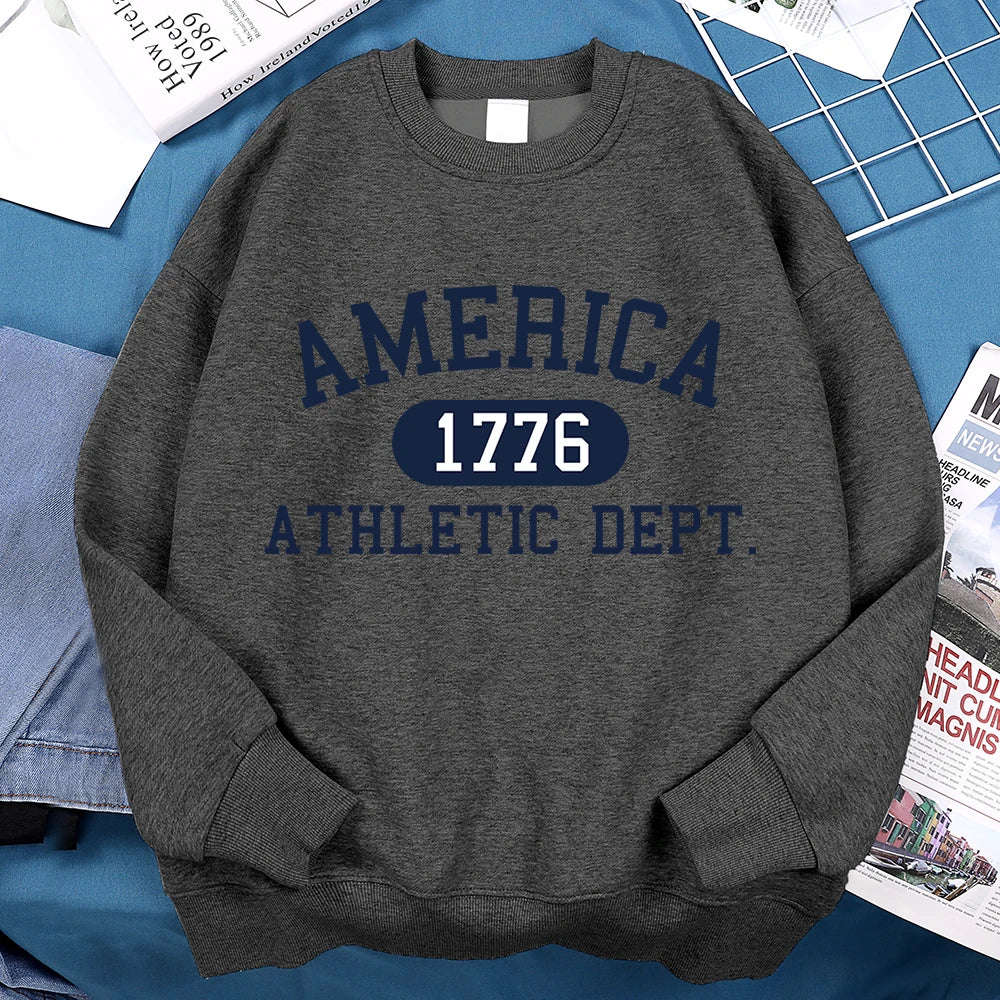 America 1776 Letter Print Hoodie Unisex Casual Pullover