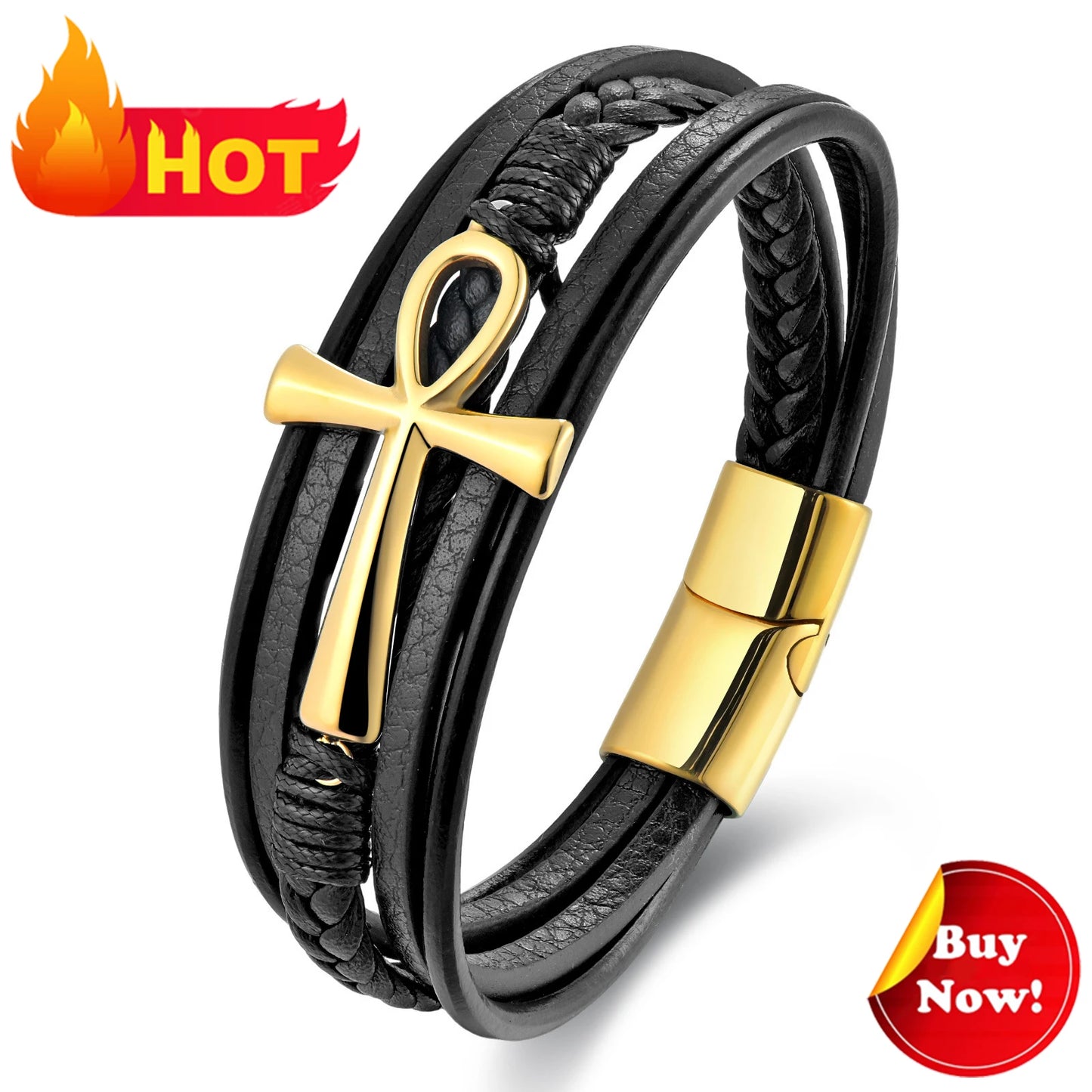 Vintage Leather Viking Bracelet for Men