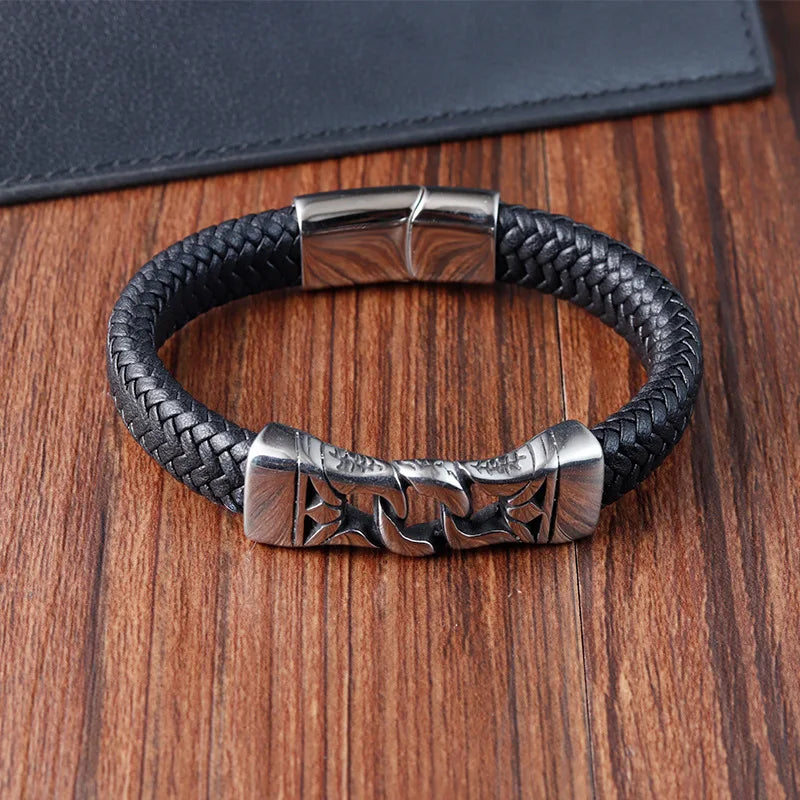 Vintage Leather Viking Bracelet for Men