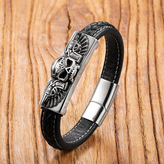 Skeleton Skull Punk Bracelet for Men Stainless Steel