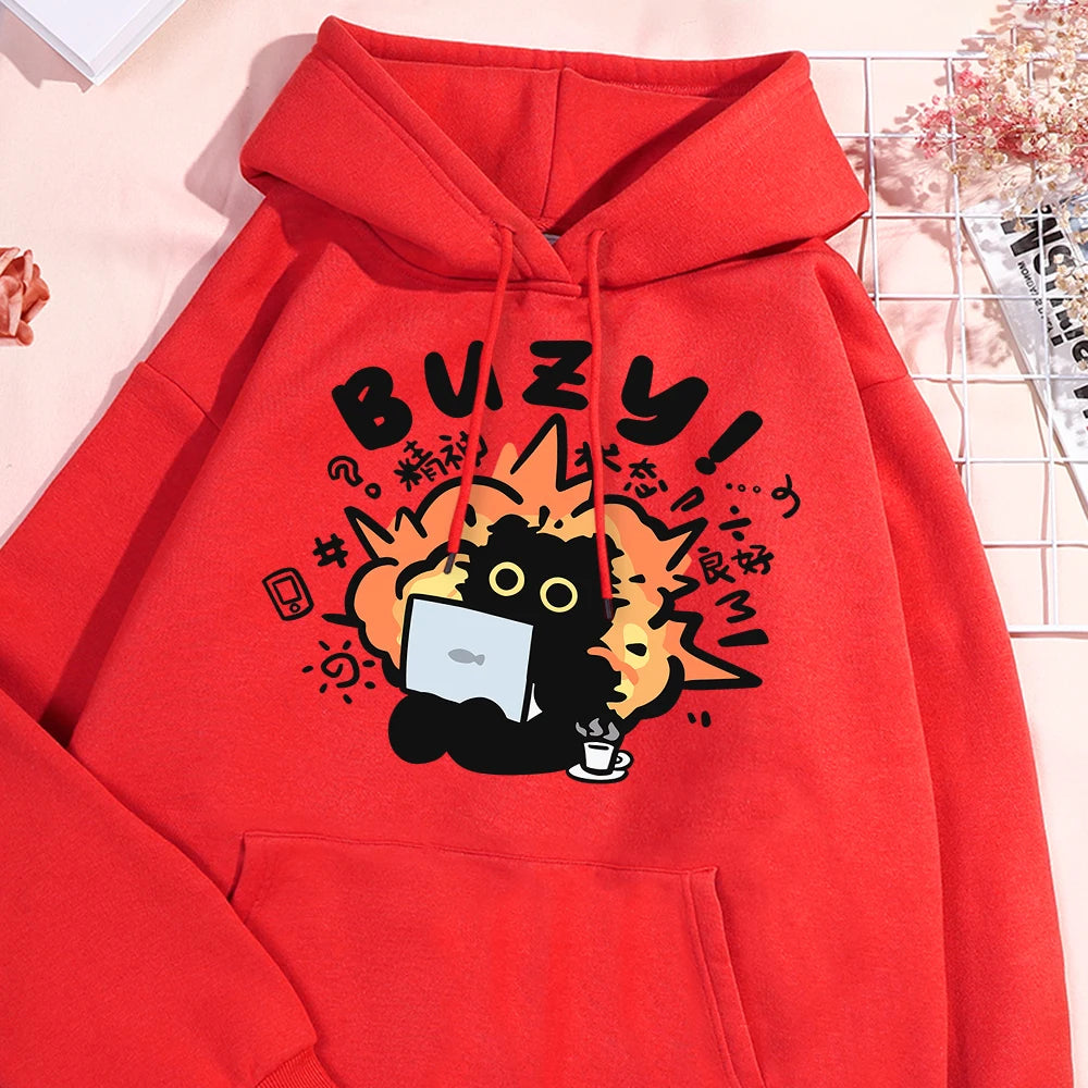 Fun Cat Hoodie Harajuku Style Fleece Pullover Unisex