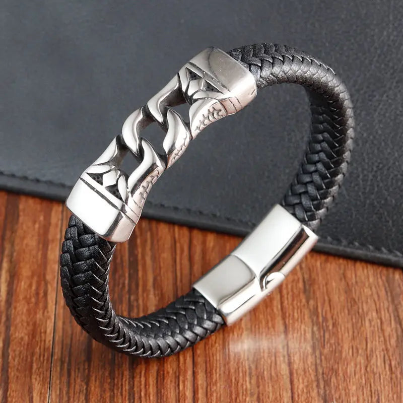 Vintage Leather Viking Bracelet for Men