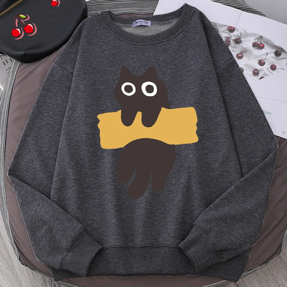 Cute Cat Print Hoodie Unisex Casual Sweatshirt