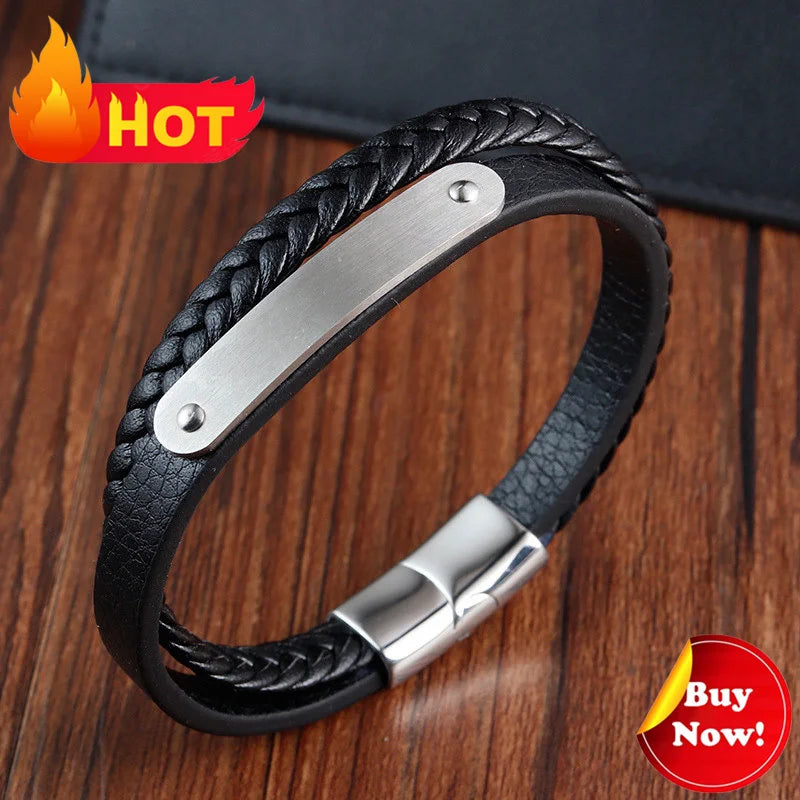 Vintage Leather Viking Bracelet for Men