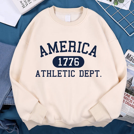 America 1776 Letter Print Hoodie Unisex Casual Pullover