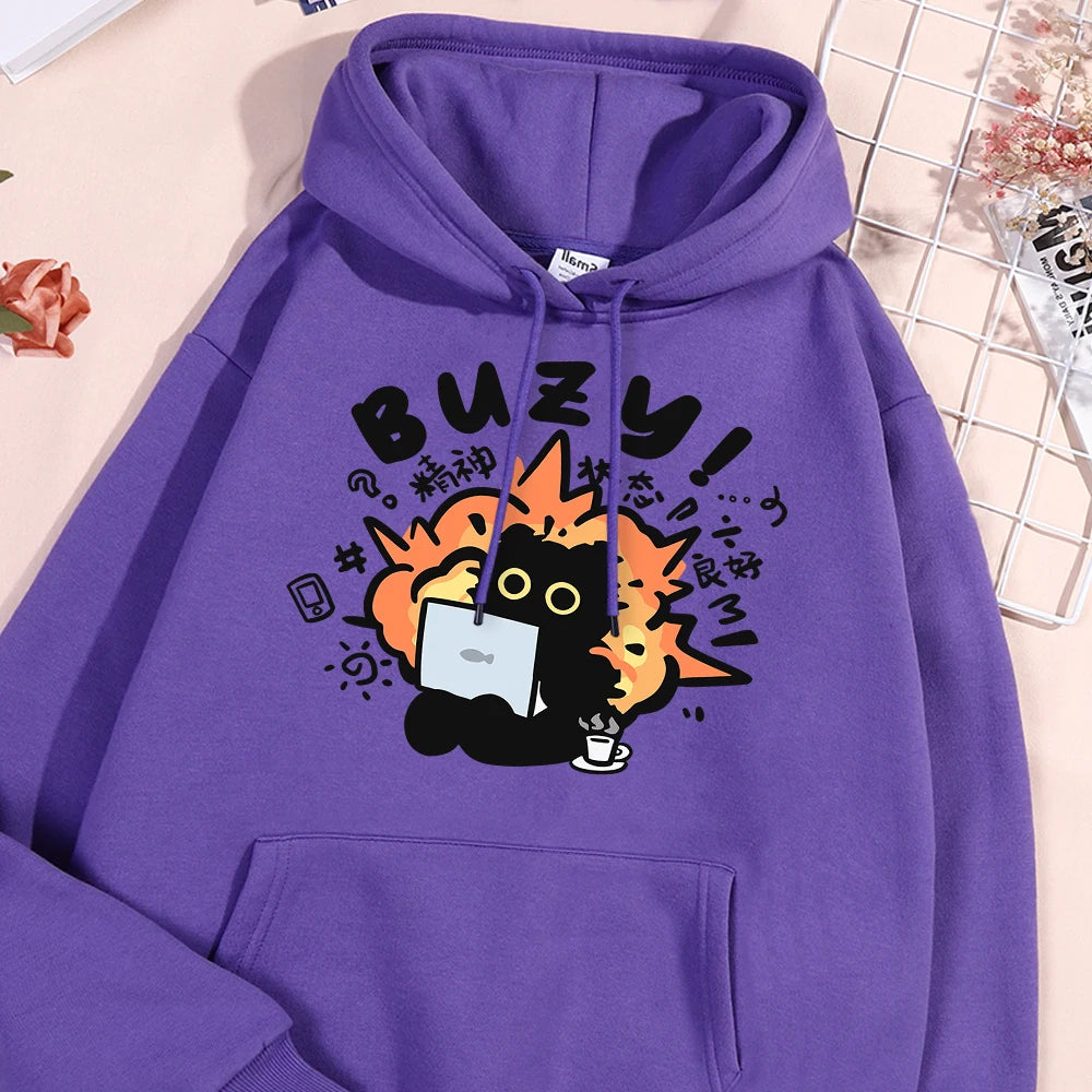 Fun Cat Hoodie Harajuku Style Fleece Pullover Unisex