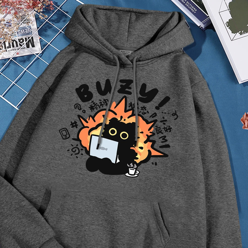 Fun Cat Hoodie Harajuku Style Fleece Pullover Unisex