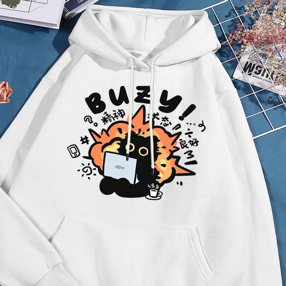 Fun Cat Hoodie Harajuku Style Fleece Pullover Unisex