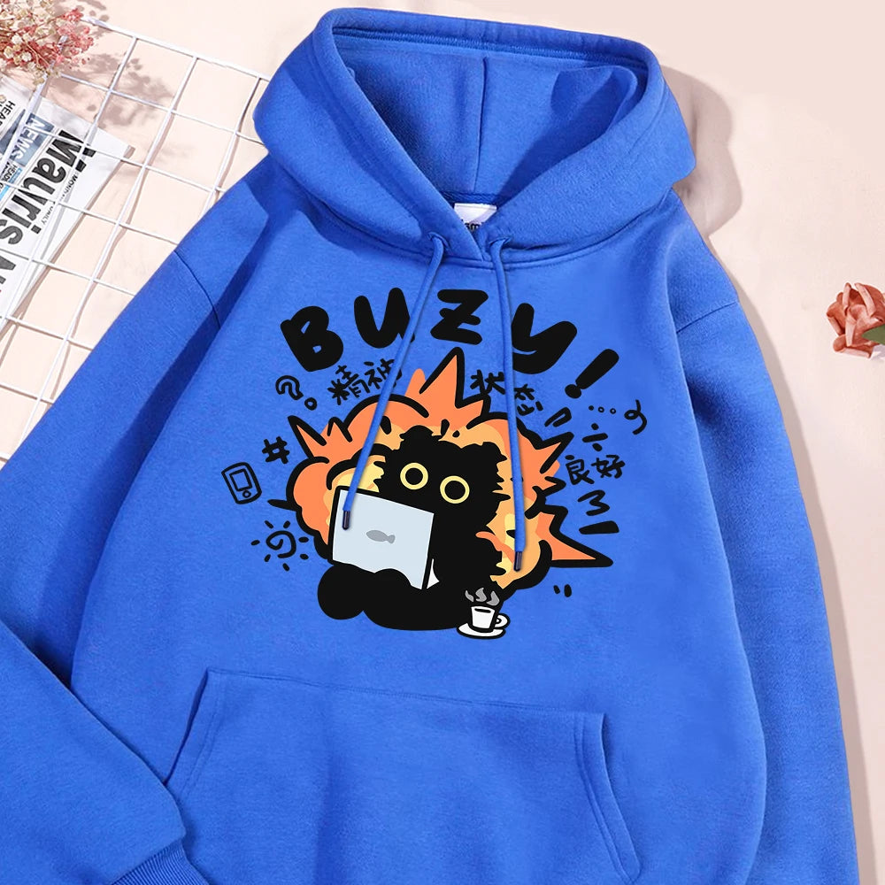Fun Cat Hoodie Harajuku Style Fleece Pullover Unisex
