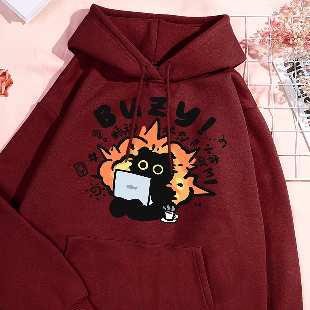Fun Cat Hoodie Harajuku Style Fleece Pullover Unisex