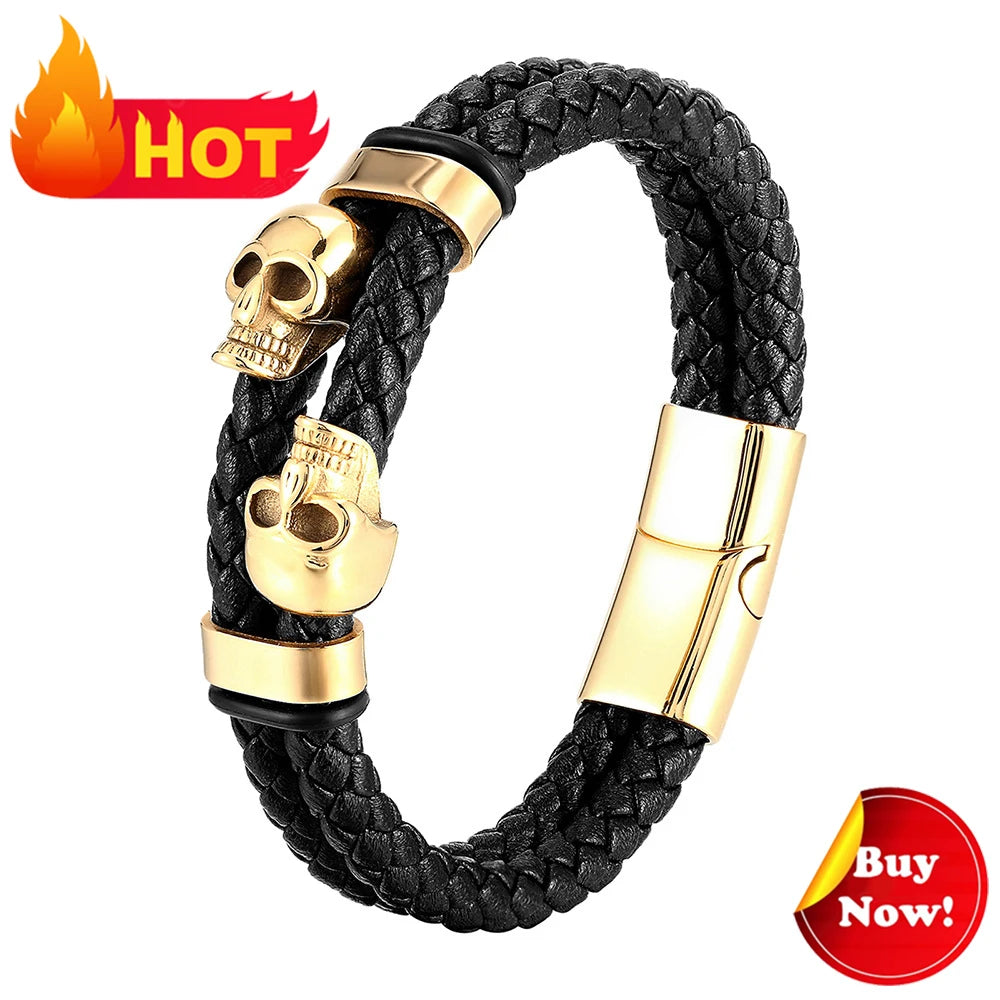 Vintage Leather Viking Bracelet for Men