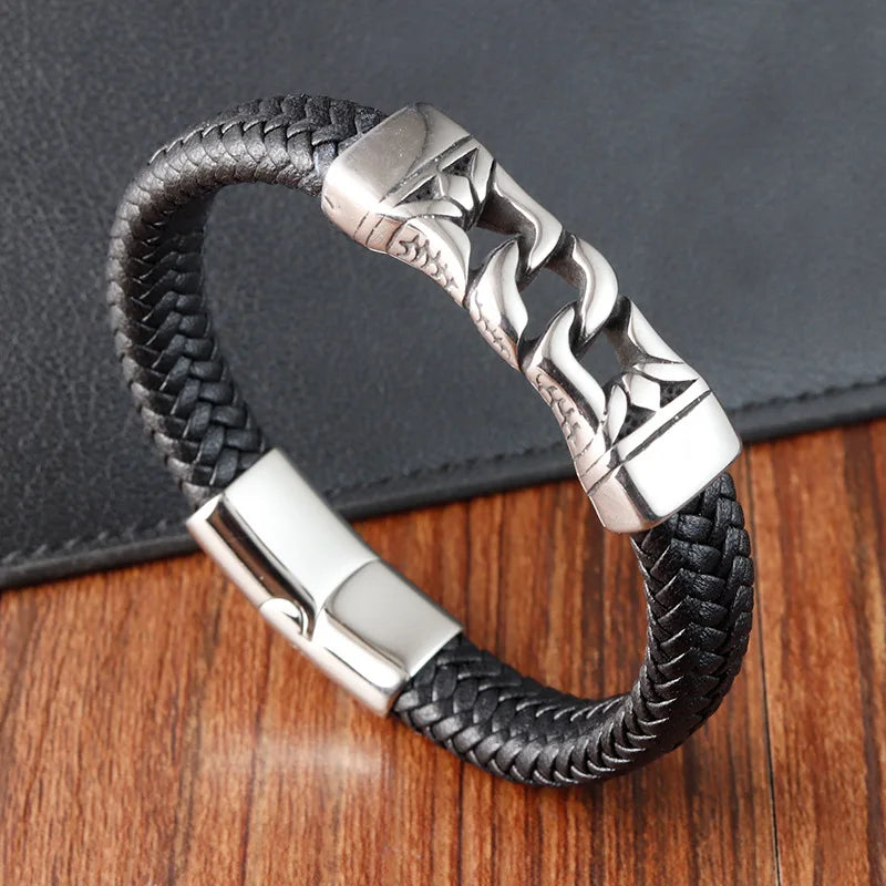 Vintage Leather Viking Bracelet for Men