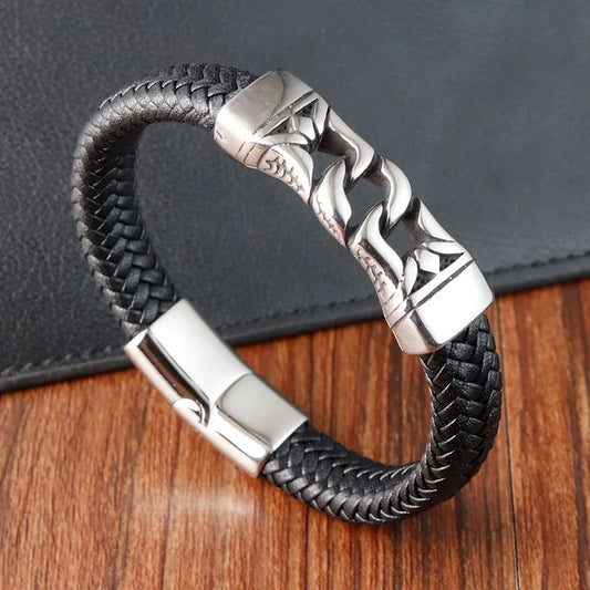 Vintage Leather Viking Bracelet for Men