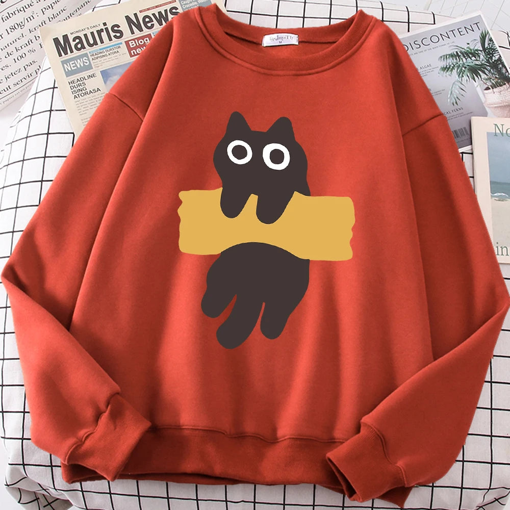 Cute Cat Print Hoodie Unisex Casual Sweatshirt