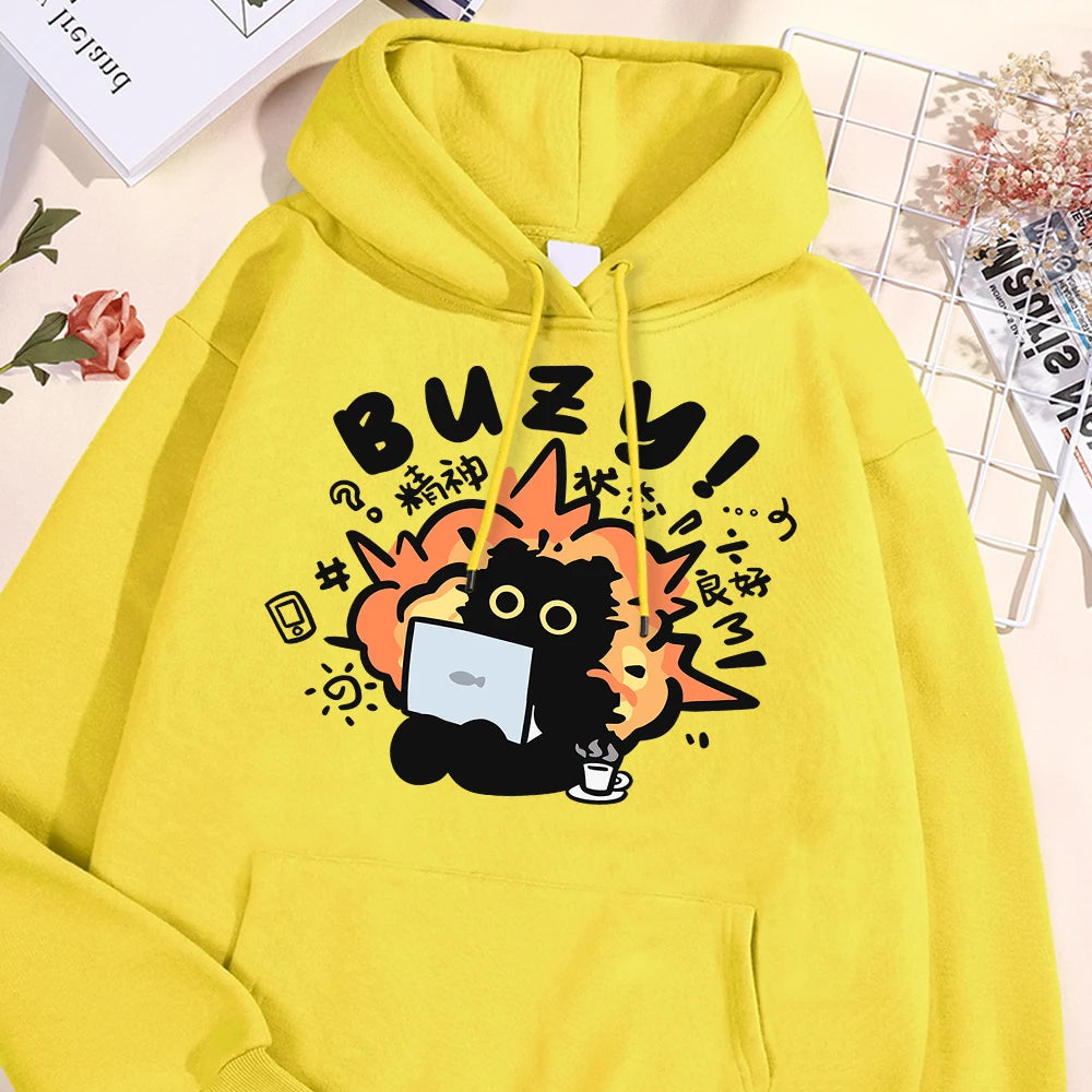 Fun Cat Hoodie Harajuku Style Fleece Pullover Unisex