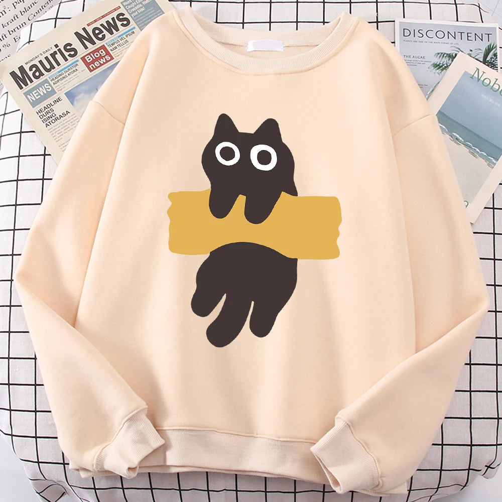 Cute Cat Print Hoodie Unisex Casual Sweatshirt