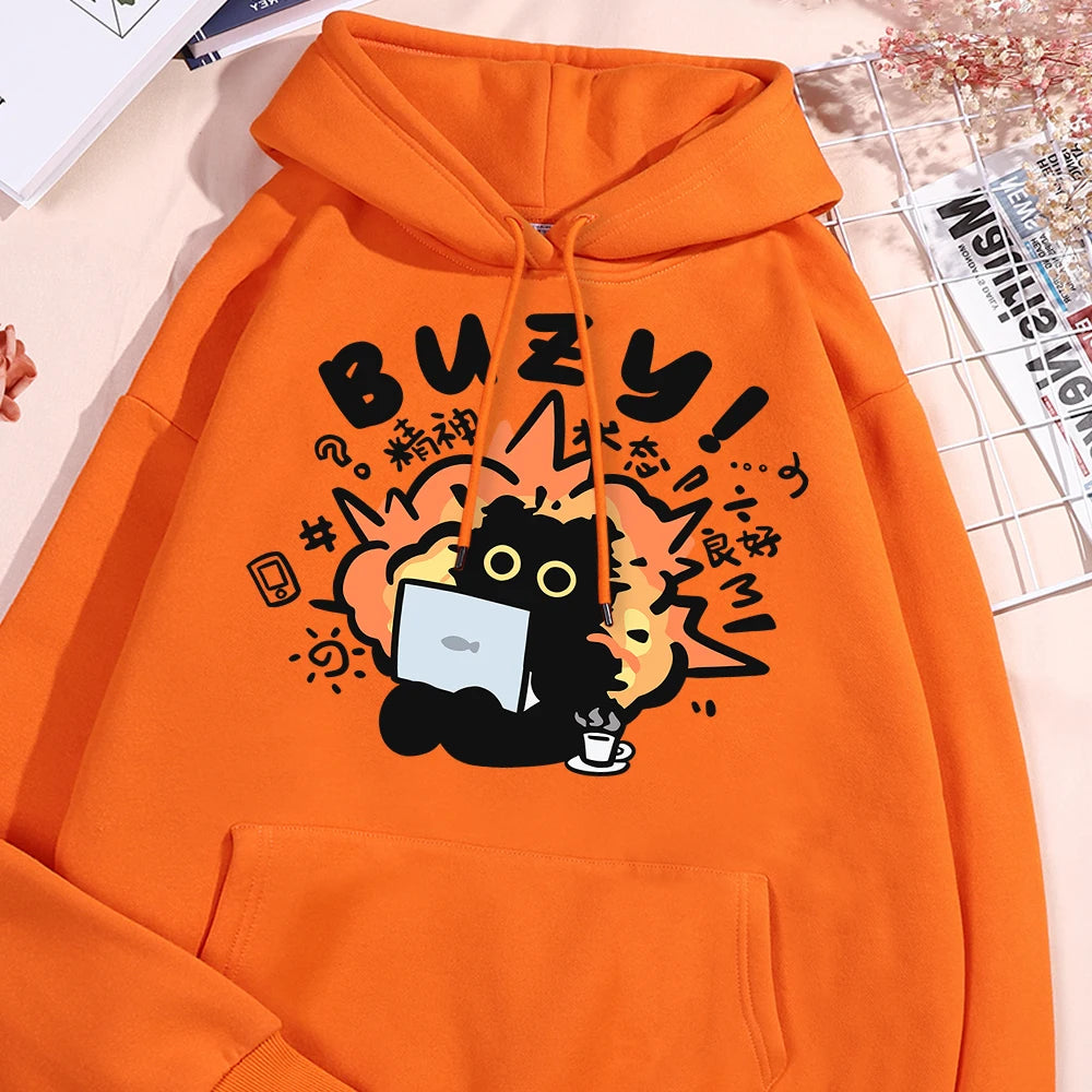 Fun Cat Hoodie Harajuku Style Fleece Pullover Unisex