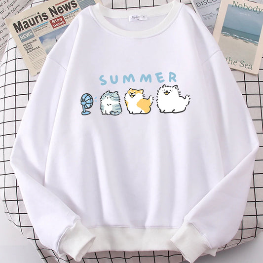 Cute Cats Dogs Print Oversize Fleece Hoodie Unisex