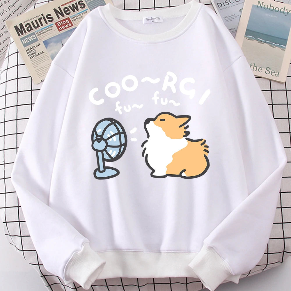 Cute Corgi Cartoon Sweatshirt Unisex Japan Style Hoodie