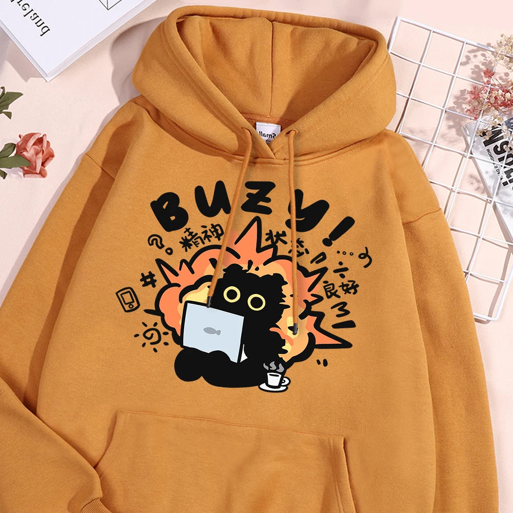 Fun Cat Hoodie Harajuku Style Fleece Pullover Unisex